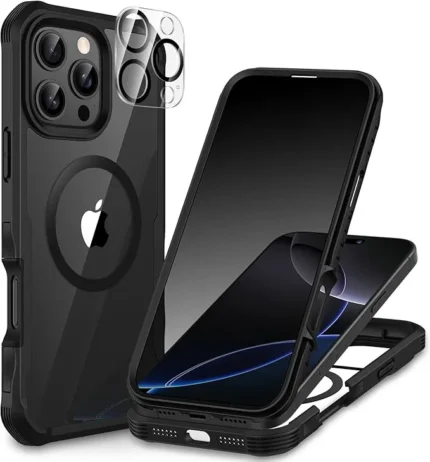 CENHUFO Compatible with iPhone 16 Pro Privacy Case Fits Magsafe, Built-in Anti-spy Screen Protector with Camera Lens Protector, 360 Full Body Protective Phone Case for iPhone 16 Pro 6.3 Inch -Black