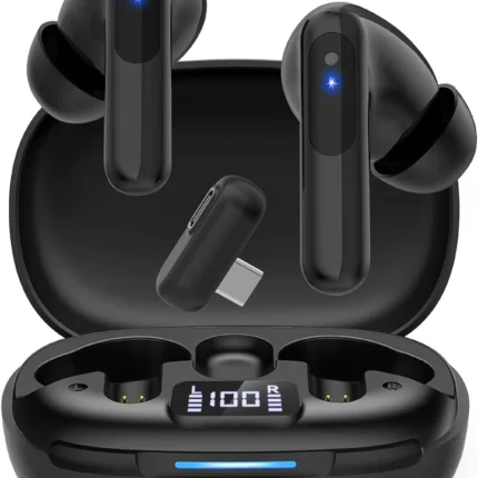RYR 2.4GHz Wireless Gaming Earbuds, Bluetooth 5.3 in-Ear Headphones Bass Stereo, Gaming Earphones with Noise Cancelling Mic, LED Display, 36Hs Playtime for Meta Quest 3/2, PS5/4, VR, Switch, PC, Phone