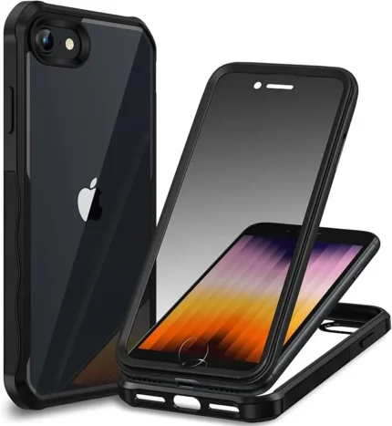 CENHUFO Compatible with iPhone SE 2022/2020 Case, iPhone 8/7 Case with Built-in Privacy Screen Protector, Shockproof Case with Anti Spy Glass Screen Protector for iPhone 8/7/SE2/SE3 - Black