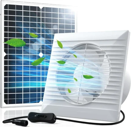 Solar Exhaust Fan with 21600mAh Battery & Timer, 25W 8" Solar Powered Fan with Remote Control, 2800 RPM High-Speed Low Noise Waterproof Ventilation Fan for Chicken Coops, Greenhouses, Garages & Sheds