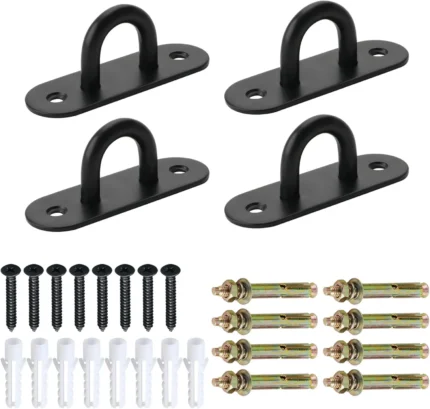 4 PCS Stainless Steel Pad Eye Hooks Ceiling Hooks Heavy Duty for Hammock Hanging Kit, Swing Hanging, Wall/Ceiling Mount, Indoor & Outdoor