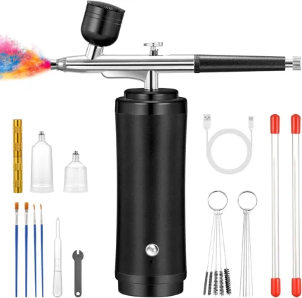 Airbrush Kit with Compressor - High-Pressure Portable Air Brush with 0.2/0.3/0.5mm Nozzle, Non-Clogging Spray Gun with Cleaning Brush for Painting Model Barber Cake