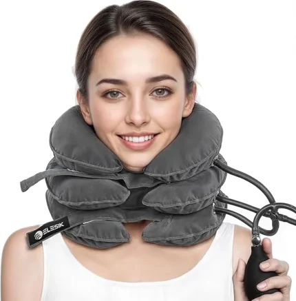 Neck Stretcher, Neck Traction Device, Cervical Traction Device for Neck Pain Relief, Neck Brace Adjustable Inflatable Neck Stretcher, Decompression Equipment for Home Use (Grey)