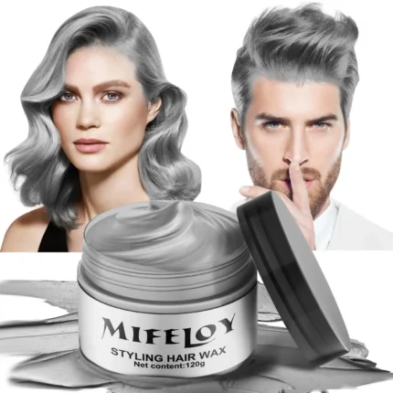 JVR Gray Temporary Hair Color Wax, Instant Hairstyle Cream, Grey Styling Pomade for Men Women Youth Kids, Disposable & Washable Coloring Mud Hair Style All Day Hold for Party, Cosplay, Masquerade, 80g