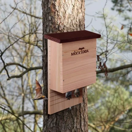 MIXXIDEA Bat House Bat Box Double Chamber Outdoor House Nursery Bat Shelter Habitat Big bat Box Handcrafted from Cedar Wood - Easy for Bats to Land and Roost - Weather Resistant & Ready to Install