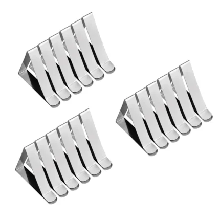Tablecloth Clips Black - 12 Pack Stainless Steel, Rust Proof & Non-Slippery Table Cloth Holding Clip - Perfect for Restaurants, Picnic, Party, Outdoor Dining - Fits Up to 1.8 Inch Thick Table