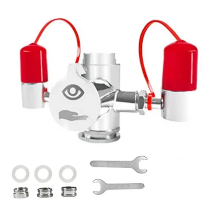 Emergency Eye Wash Station – Faucet Mounted Eyewash Unit for Sink Attachment, First Aid Eye Flush Solution for Lab, Factory, Office, or Home – Includes 4 Adapters