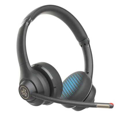 JLab Go Work Wireless Headsets with Microphone - 45+ H Bluetooth Computer Headset, Multipoint Connect, On Ear Wired or Wireless Office PC Laptop Headset with Microphone