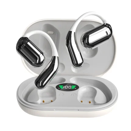 Bluetooth Ear Clip Headphones, Wireless Open-Ear Earbuds with HD Sound, Secure Ear Hook Design, IPX5 Waterproof, 80H Playtime, Built-in Mic, Comfortable for Sports/Running/Gym