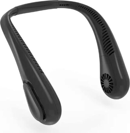 Amacool Neck Fan 2600mah Battery Operated Neckband Fan 3-Speed Hand-Free Wearable Personal USB Fan for Hot Flashes Home Office Travel Outdoor Sports (Black)
