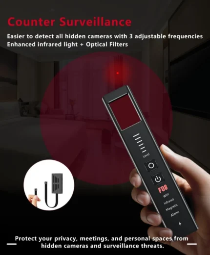Hidden Camera Detectors 6-in-1 – Anti-Theft Alarm & SOS Emergency Alert, GPS Tracker Detector, Bug Sweeper Detector, Spy Camera Finder for Travel, Hotel, Airbnb, Home, Office (Large)