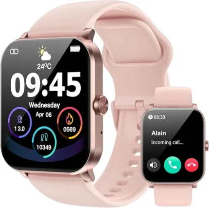 QONBINK Smart Watch, Smartwatches for Men Women, 1.85" HD Fitness Tracker (Answer/Make Calls), 120+ Sport Modes, Heart Rate/Sleep Monitor, IP68 Waterproof Fitness Watch, Smartwatch (Pink)