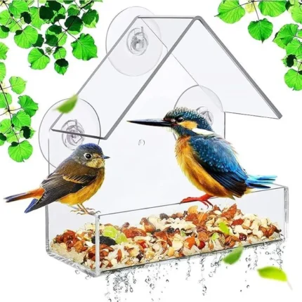 Transparent Window Acrylic Bird Feeders for Outdoors - Enhanced Suction Grip, Bird Watching for Cats, Easy-to-Clean, Outdoor Birdhouse Feeder