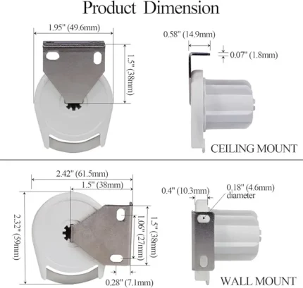R8 Roller Blind Replacement Spare Repair Parts for 1-1/2 Inch Tube with Clutch, Mounting Bracket and Pin End