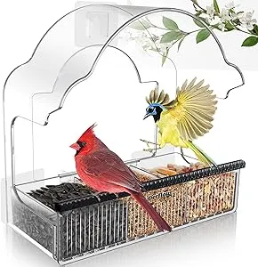 Transparent Window Acrylic Bird Feeders for Outdoors - Enhanced Suction Grip, Easy-to-Clean, Outdoor Birdhouse Feeder