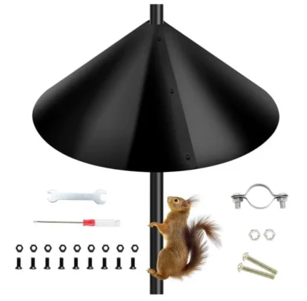 Squirrel Baffle for Bird Feeder Pole, Outside Pole Mount Bird House Guard for Outdoor Shepherd’s Hook, 19 Inch Diameter, 1 Pcs Grey