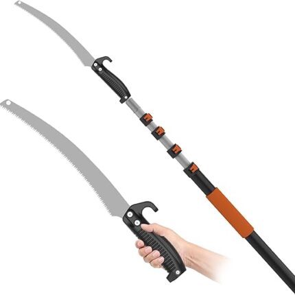 SISUPASSIE 20FT Reach Pole Saw for Tree Trimming, Telescoping Tree Pruner Extendable with 3-12FT Extension Pole, Manual Saw for Garden, Patios, Yard
