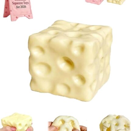 Cheese Squishy Stress Relief, Jumbo Slow Rising Squeeze Cheese Cube, Shapeable Sensory Fidget for Adults, Soft Sugar Squish Ball, Big Cheeses Stress Toy Desk Gift