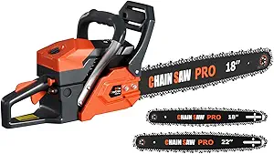 62cc 18 & 22 Inch Gas Chainsaw for Tree Cutting, Firewood, Logging | 2-Cycle Engine & Anti-Vibration System, Quick Start Technology