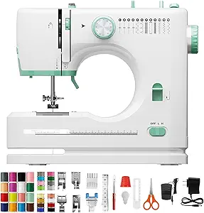 Sewing Machine for Beginners,Mini Portable Sewing Machine with 12 Built-in Stitches and 42pcs Sewing Kit,Dual Speed,Reverse Sewing for DIY Crafts,Clothes,Green