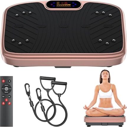 Vibration Plate Exercise Machine, Vibrating Platform for Lymphatic Drainage with 200 Adjustable Speeds, Power Vibration Plate for Weight Loss & Fitness, Supports Max Weight 450 Lbs