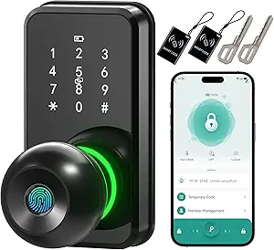 Smart door lock with knowb link thai keyless entry fingerprint lock with touchscreen