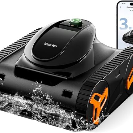 iGarden Robotic Pool Cleaner KN Series, 210-Min Runtime, Smart 3D Navigation, Full-Inverter Energy-Saving Tech, Cleans Floor, Wall & Waterline, for Above-Ground & Inground Pools, Matte Black
