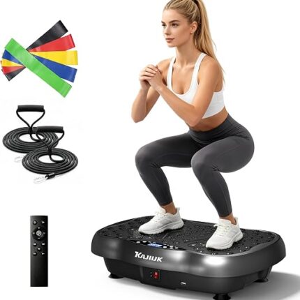 Vibration Plate Exercise Machine, 130 Levels Waver Vibration Plate with Resistance Bands & Bluetooth, Full Body Workout Vibration Plate Machine, Vibration Board for Home Fitness and Exercise