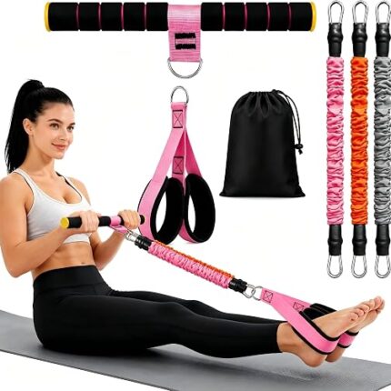 2026 Multifunctional Pedal Resistance Band with Handle, 20/30/40LBS Tubes, Full Body Workout Equipment Set for Core/Abs, Arms, Legs, Safe Dual-Layer Sleeve, Non-Slip Pedals