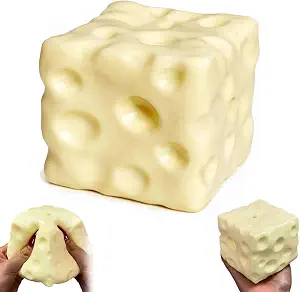 Big Cheese Squishy, Jumbo Squishy Cheese Luck Squeeze Cheese Stress Ball, Soft Slow Rising Cube Block Sensory Fidget for Stress Relief, Relaxation, Desk Play, Adults Gift
