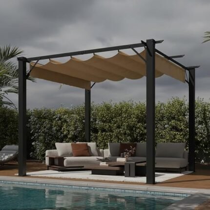 Aoxun 10'x10' Outdoor Retractable Pergola