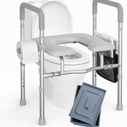 Raised Toilet Seat with Handles, 450lb, Height & Width Adjustable