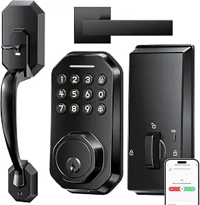 Ulecoce SL03 Front Door Lock Set, Keyless Entry Door Lock, Matte Black | Keypad Deadbolt with App Control, ANSI Grade 3 Security, Auto & One-Touch Lock, Anti-Peep & One Time Code, Zinc Alloy