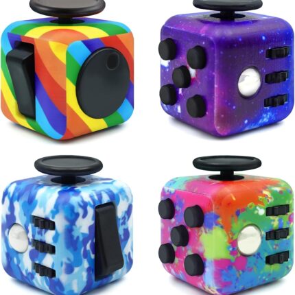 Fidget Toy Cube, 4 Pack Anxiety Relief Infinity Cube for Kids and Adults | 6 Sided Cube Fidget Hand-Held for Adults, Audible & Silent Modes, Cube Fidget Toys for ADD/ADHD/OCD