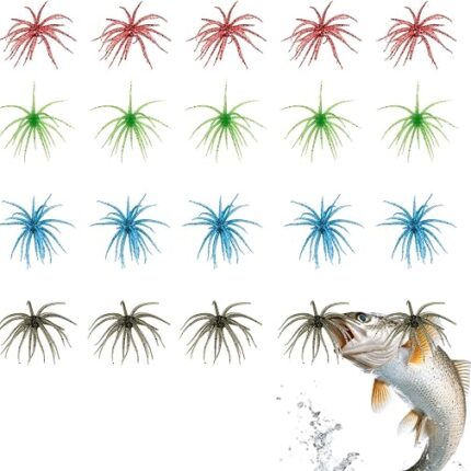Sea Urchin Baits for Bass Fishing Lures, 20Pcs Floating TPE Creature Baits | 2.56" Realistic Fuzzy Dice with Rubber Legs for Freshwater Pike Trout, Easy Catch Finesse Bait for Drop Shot