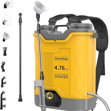 4.76 Gallon Battery Powered Backpack Sprayer Fit for DeWalt 20V Battery | (No Battery)Backpack Pump Sprayer with 7 Nozzles, 2 Wands, 120 PSI for Lawn, Yard, Weed & Pest Control