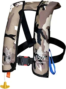 Manual Inflatable PFD Life Jackets for Adults, 33g CO2 Cylinder | Lightweight and Breathable 150N Buoyancy, fits 80-300 lbs, Adjustable Waist Belt for Boating Fishing Kayak SUP