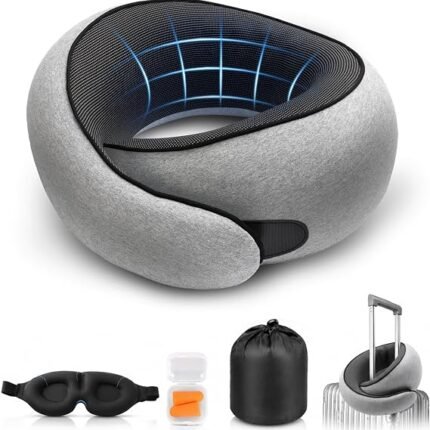 Purroch G-Shape Memory Foam Travel Neck Pillow, Medium Gray
