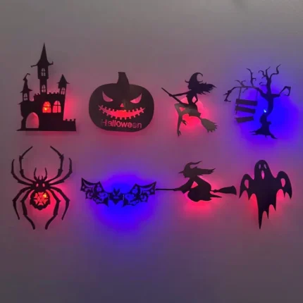 Halloween LED Wall Decor Lights, 3D Bat Stickers Window Clings Decorations