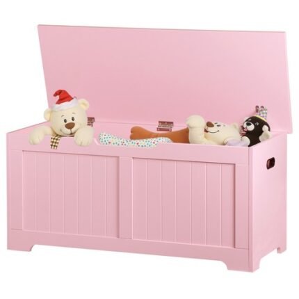 MIOCASA Metal Storage Bench with 2 Safety Hinges, Large Toy Chest Storage Trunk for Girls, Home Storage Organizer for Study, Office & Workroom