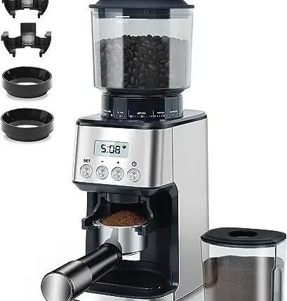AAOBOSI Espresso Coffee Grinder, Anti-Static, 45 Grind Settings,40s Timer
