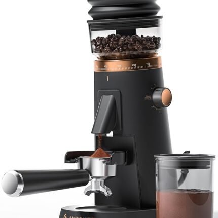 AMZCHEF Single Dose Coffee Grinder, Low Retention, 75 Settings, Rose Gold