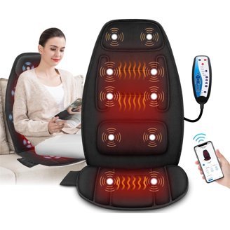 Vibrating Back Massager for Chair with Heat & Cooling, Chair Massager Pad with Adjustable Neck Support, Vibration Massage Seat Cushion for Office Chair Recliner, Home Relaxation