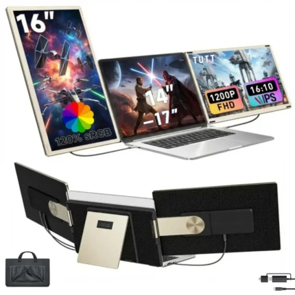 KEFEYA Laptop Screen Extender 15.6", Portable Triple Monitor for Laptops 13-17.3", FHD 1080P 120% sRGB 235° Rotation Detachable Laptop Monitor Extender for Windows/Mac/Dex/Chrome/Surface, Plug n Play