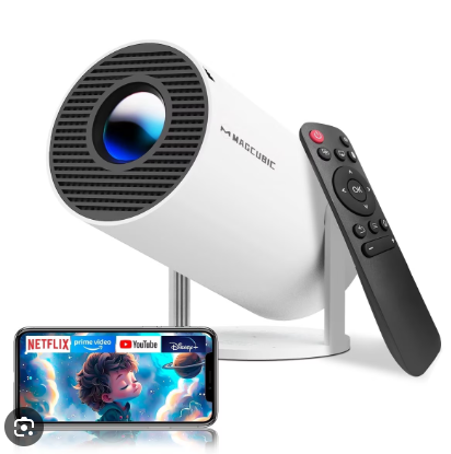 Magcubic Mini Projector with WiFi 6 and Bluetooth 5.4, Portable Projector 4K Support, 5W Soundbase Speaker, Auto Vertical Keystone 180°Rotatable Smart Proyector for Movie Home Outdoor
