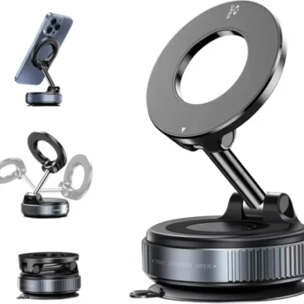 Magnetic Car Phone Holder,360°Adjustable Vacuum Phone Mount for Your Car