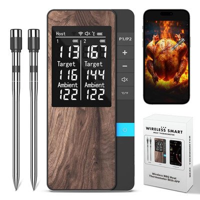 Smart Bluetooth Wireless Meat Thermometer, Digital Smart Base, 2 Probes